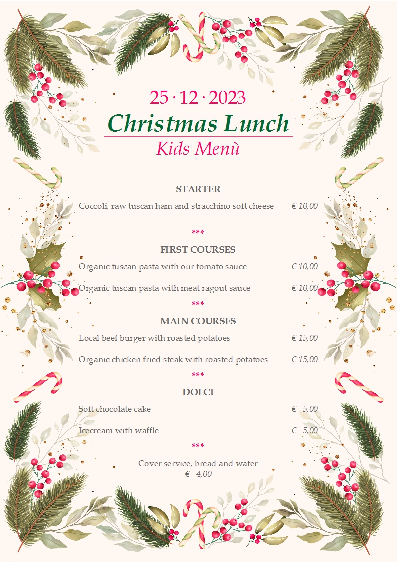 Natale 2023: pranzo speciale in fattoria 4 Fattoria di Maiano_Menu Pranzo Natale 2023_Bambini_ENG
