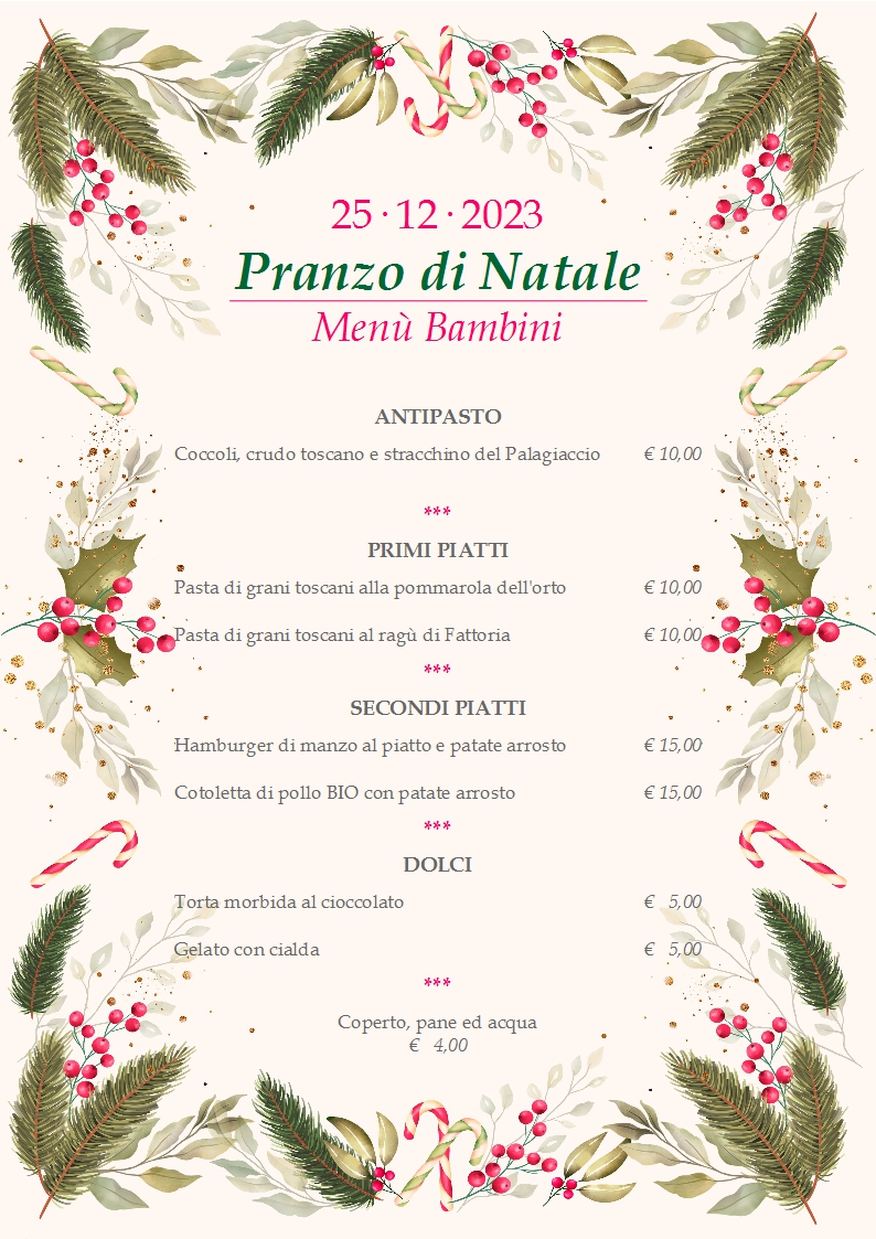 Natale 2023: pranzo speciale in fattoria 3 Fattoria di Maiano_Menu Pranzo Natale 2023_Bambini_ITA